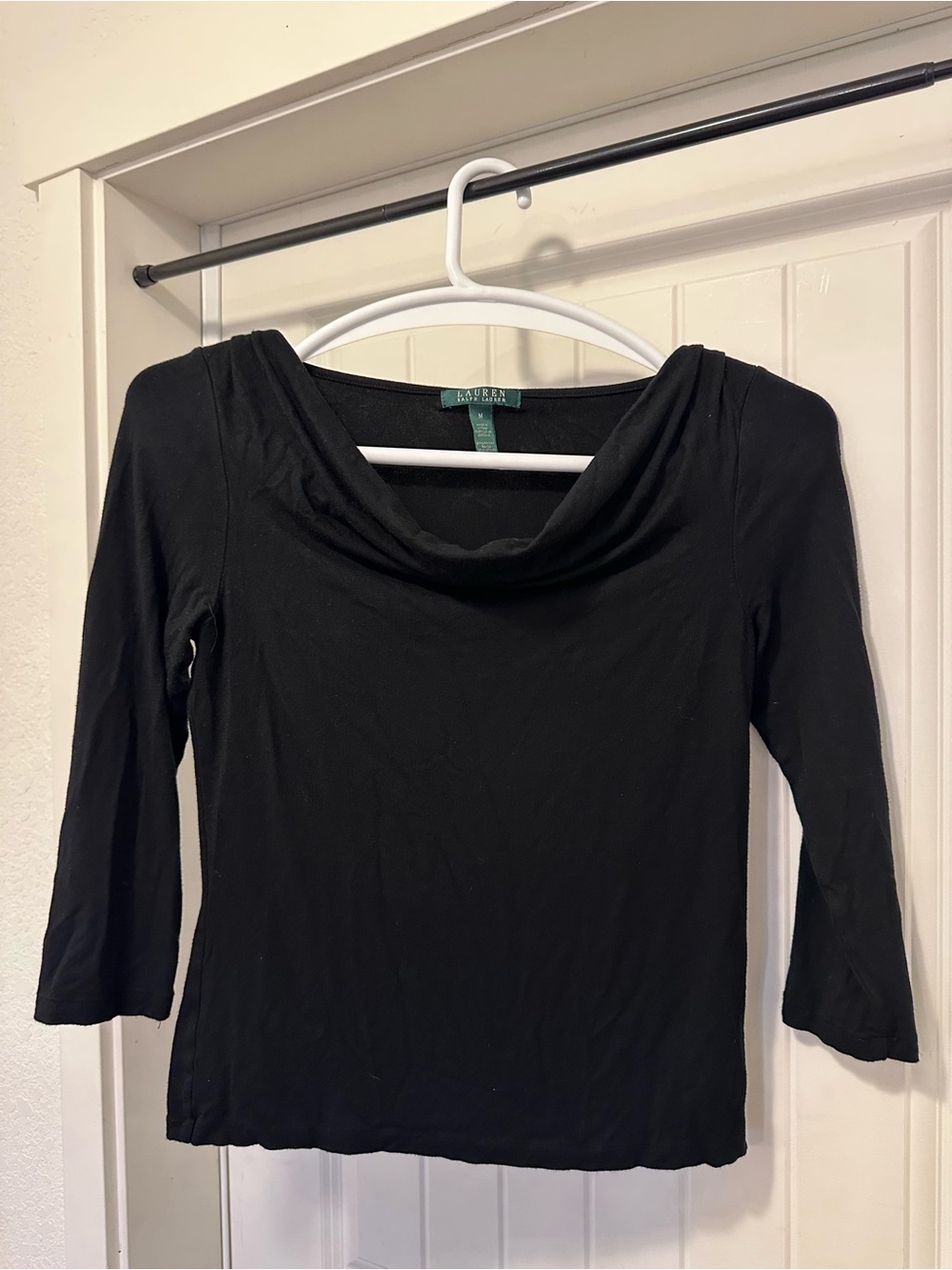 Ralph Lauren Black Cowl Neck Long Sleeve Top